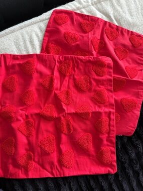 Red Heart Accent Pillow Covers - Plush Heart Texture
